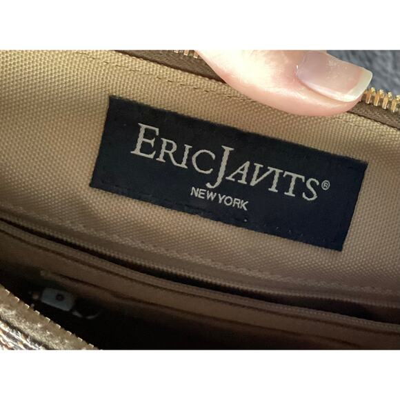 Eric Javits Women's Braided Chain Handle Handbag Shoulder Bag Bohemian Brown - Picture 11 of 12